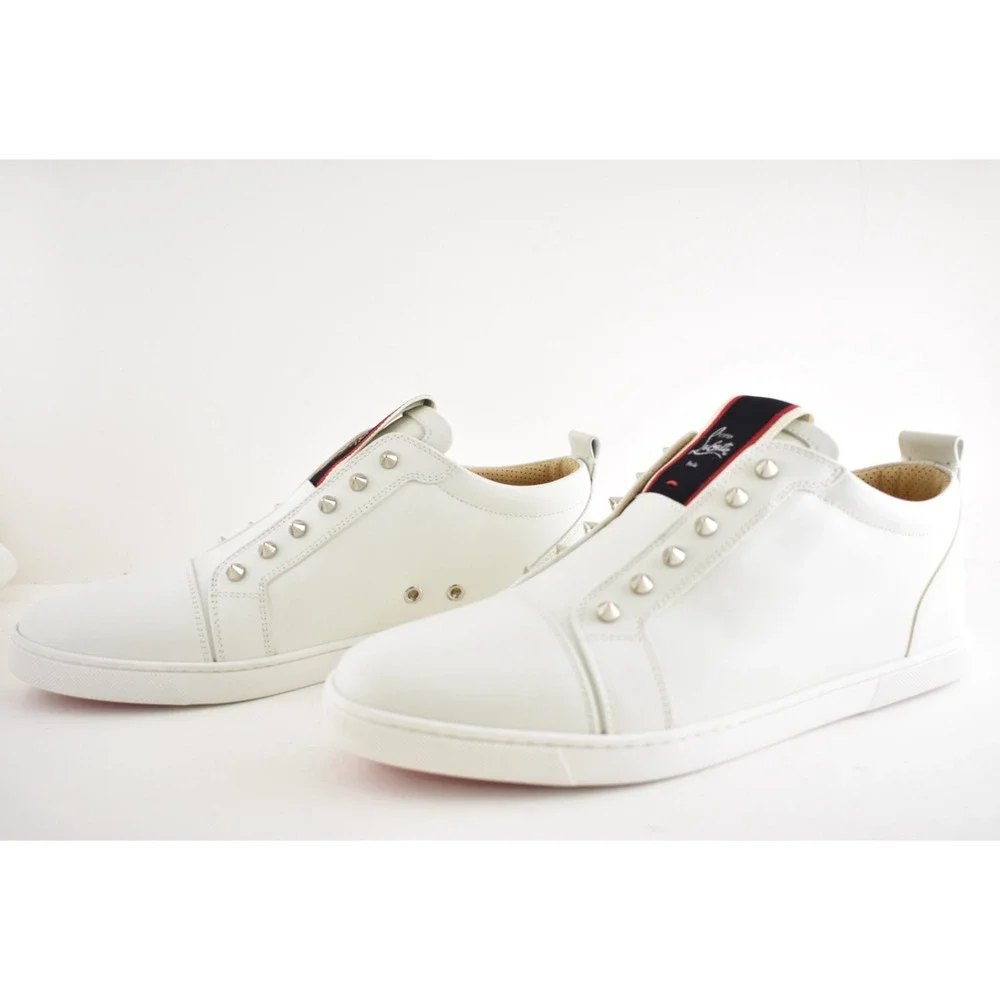 Christian Louboutin F.A.V Fique A Vontade White Leather Low Top Sneaker 45 12